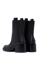 Women's Black Short Thick Heel Leather Boots | Derimod