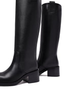 Women's Black Thick Heeled Leather Boot | Derimod