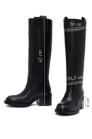 Women's Black Thick Heeled Leather Boot | Derimod