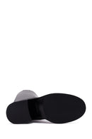 Women's Black Thick Heeled Leather Boot | Derimod