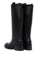 Women's Black Thick Heeled Leather Boot | Derimod