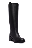 Women's Black Thick Heeled Leather Boot | Derimod