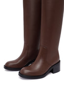 Kadın Kahverengi Kalın Topuklu Deri Çizme | Derimod