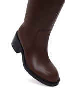 Kadın Kahverengi Kalın Topuklu Deri Çizme | Derimod