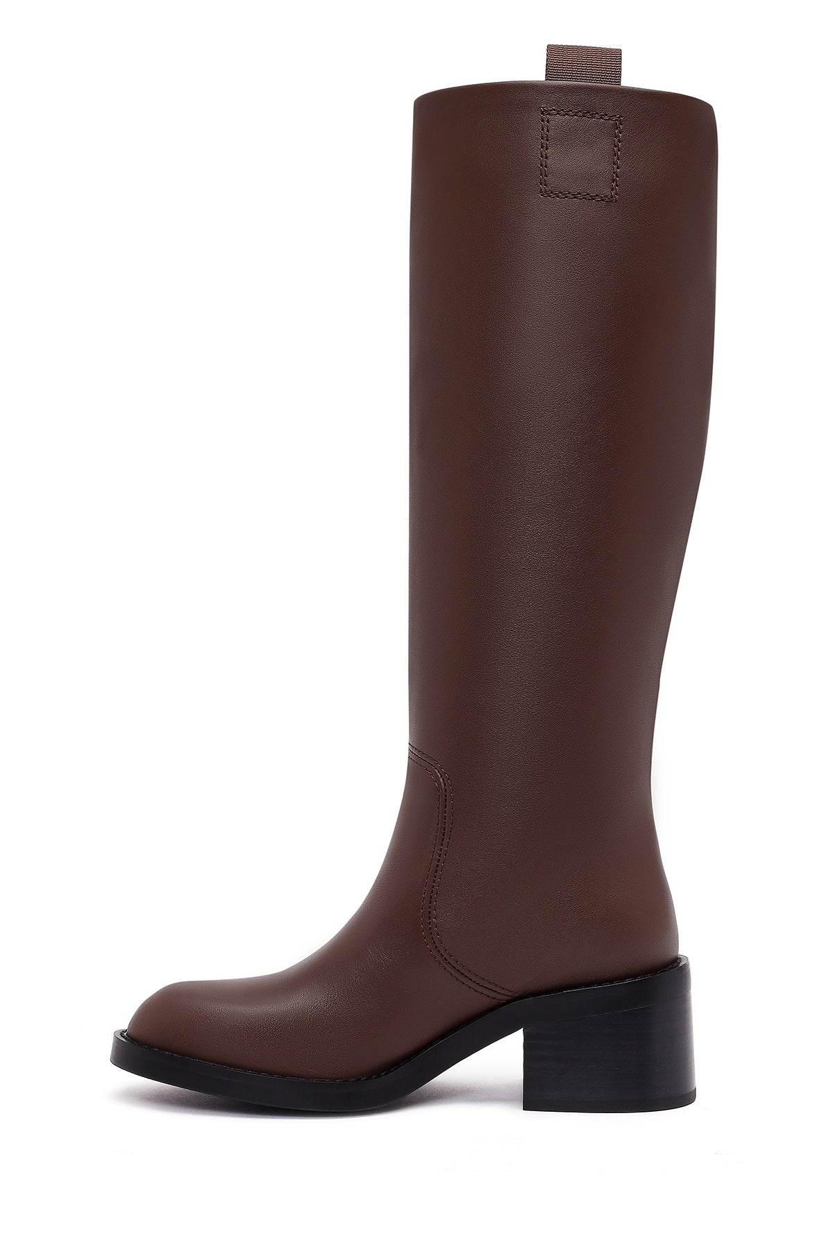 Kadın Kahverengi Kalın Topuklu Deri Çizme