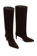 Kadın Kahverengi İnce Topuklu Süet Deri Çizme | Derimod