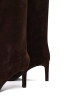 Kadın Kahverengi İnce Topuklu Süet Deri Çizme | Derimod