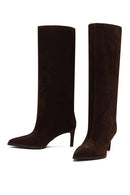 Kadın Kahverengi İnce Topuklu Süet Deri Çizme | Derimod