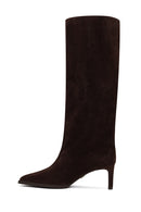 Kadın Kahverengi İnce Topuklu Süet Deri Çizme | Derimod