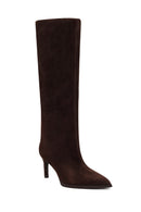 Kadın Kahverengi İnce Topuklu Süet Deri Çizme | Derimod