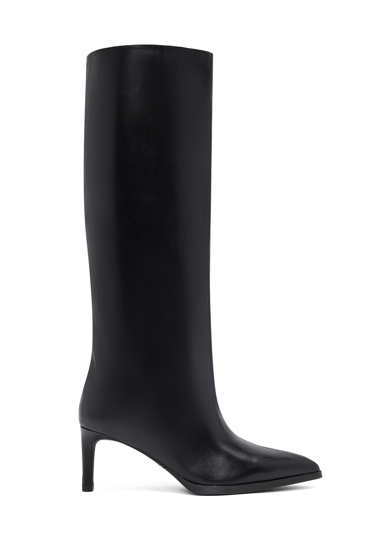 Women's Black Thin Heeled Leather Boot 25WFD491718 | Derimod