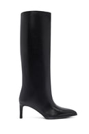 Women's Black Thin Heeled Leather Boot | Derimod