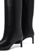 Women's Black Thin Heeled Leather Boot | Derimod