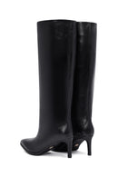 Women's Black Thin Heeled Leather Boot | Derimod