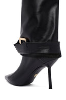 Women's Black Buckled Thin Heeled Leather Boot | Derimod