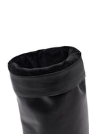 Women's Black Buckled Thin Heeled Leather Boot | Derimod