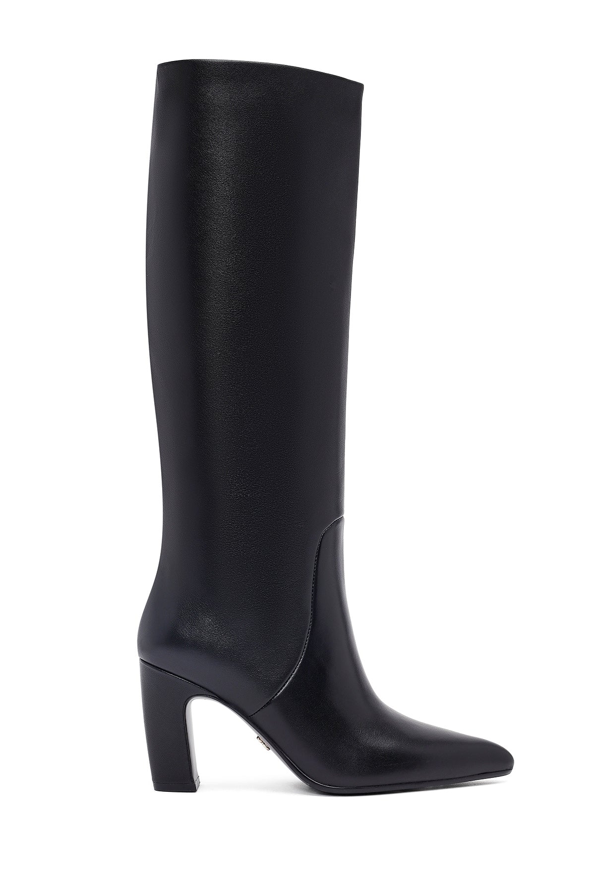 Women's Black Thick Heeled Leather Boot 25WFD491918 | Derimod