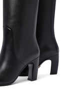 Women's Black Thick Heeled Leather Boot | Derimod