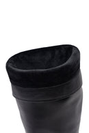 Women's Black Thick Heeled Leather Boot | Derimod