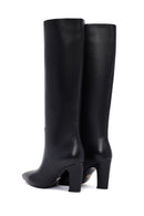 Women's Black Thick Heeled Leather Boot | Derimod