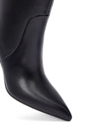 Women's Black Thick Heeled Leather Boot | Derimod