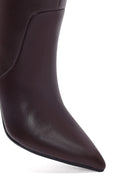 Women's Burgundy Thick Heeled Leather Boot | Derimod