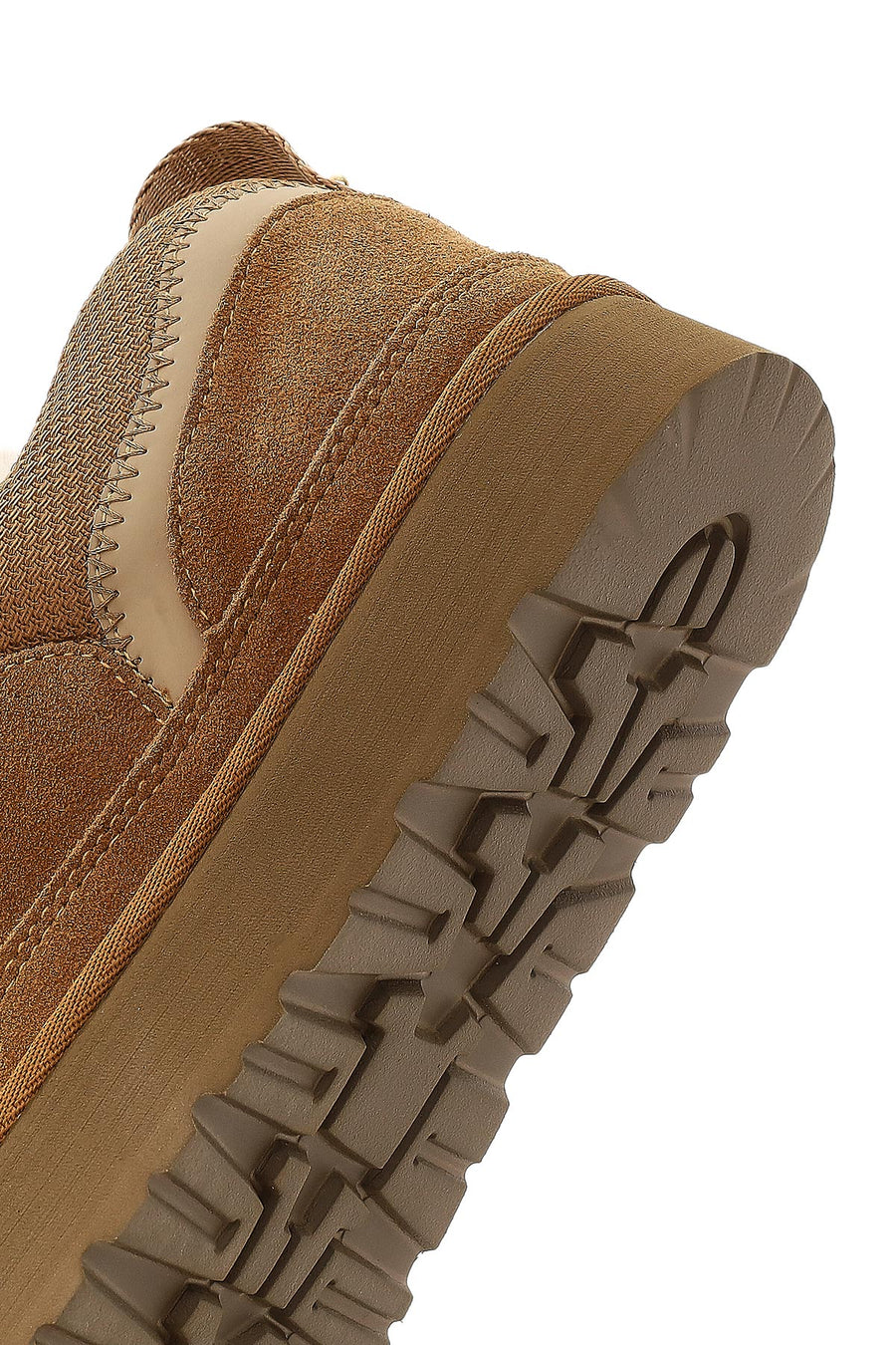 Women's Camel Lace-Up Thick-Soled Furry Suede Leather Teddy Sneaker