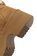 Kadın Camel Bağcıklı Kalın Tabanlı Kürklü Süet Deri Teddy Bot | Derimod