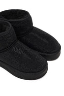 Women's Black Thick-Soled Studded Leather Teddy Boots | Derimod