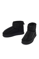 Women's Black Thick-Soled Studded Leather Teddy Boots | Derimod