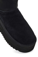 Kadın Siyah Kalın Tabanlı Süet Deri Teddy Bot | Derimod