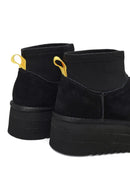 Kadın Siyah Kalın Tabanlı Süet Deri Teddy Bot | Derimod