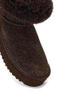 Kadın Kahverengi Kalın Tabanlı Kürk Detaylı Süet Deri Teddy Bot | Derimod