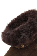 Kadın Kahverengi Kalın Tabanlı Kürk Detaylı Süet Deri Teddy Bot | Derimod