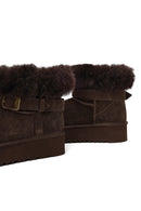 Kadın Kahverengi Kalın Tabanlı Kürk Detaylı Süet Deri Teddy Bot | Derimod