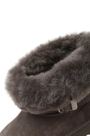 Kadın Gri Kalın Tabanlı Kürk Detaylı Süet Deri Teddy Bot | Derimod
