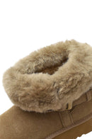 Kadın Bej Kalın Tabanlı Kürk Detaylı Süet Deri Teddy Bot | Derimod