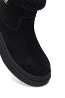 Kadın Siyah Fermuarlı Kalın Tabanlı Süet Deri Teddy Bot | Derimod