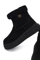 Kadın Siyah Fermuarlı Kalın Tabanlı Süet Deri Teddy Bot | Derimod