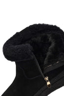 Kadın Siyah Fermuarlı Kalın Tabanlı Süet Deri Teddy Bot | Derimod