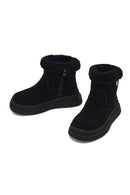 Kadın Siyah Fermuarlı Kalın Tabanlı Süet Deri Teddy Bot | Derimod