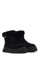 Kadın Siyah Fermuarlı Kalın Tabanlı Süet Deri Teddy Bot | Derimod