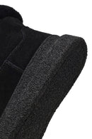 Kadın Siyah Fermuarlı Kalın Tabanlı Süet Deri Teddy Bot | Derimod