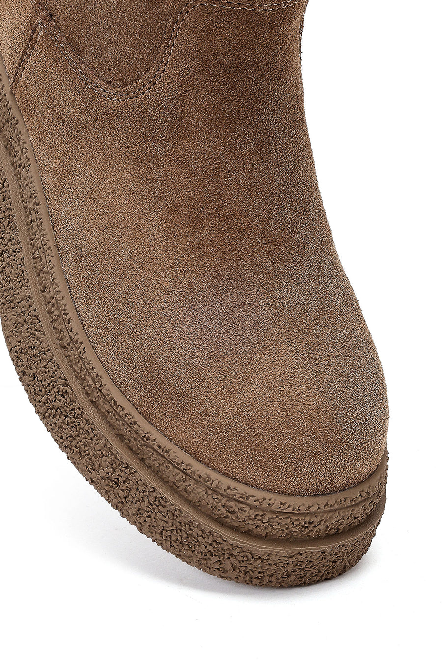 Women's Mink Zippered Thick-Soled Suede Leather Teddy Boot