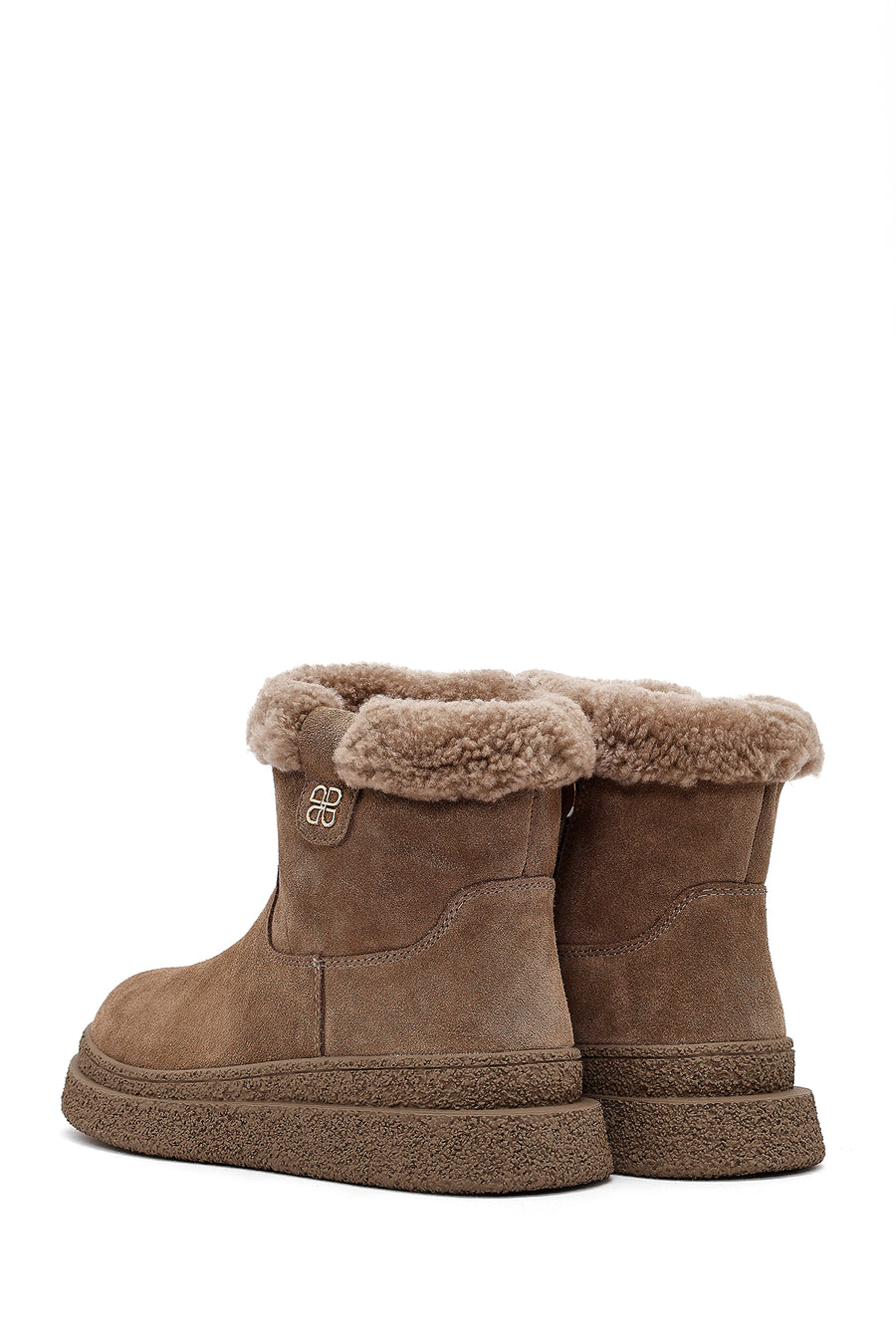 Women's Mink Zippered Thick-Soled Suede Leather Teddy Boot