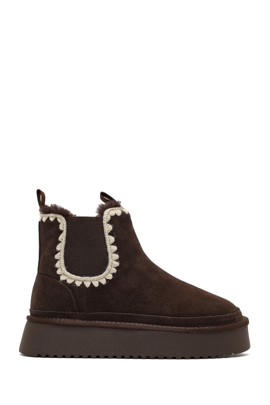 Women's Brown Thick-Soled Patterned Suede Leather Teddy Boot 25WFD492610 | Derimod