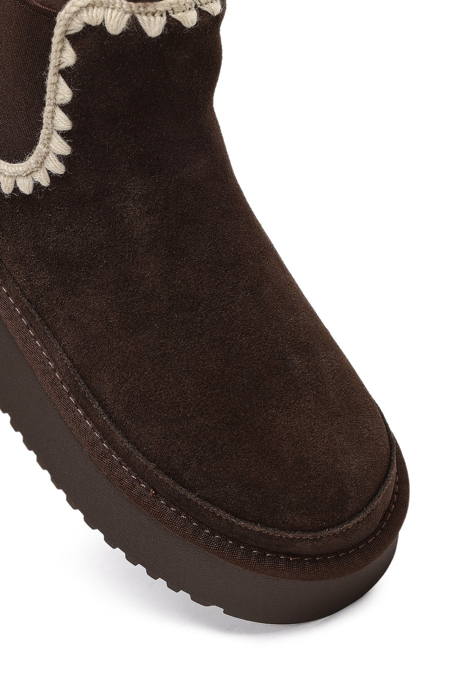 Women's Brown Thick-Soled Patterned Suede Leather Teddy Boot