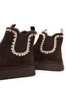 Kadın Kahverengi Kalın Tabanlı Desenli Süet Deri Teddy Bot | Derimod