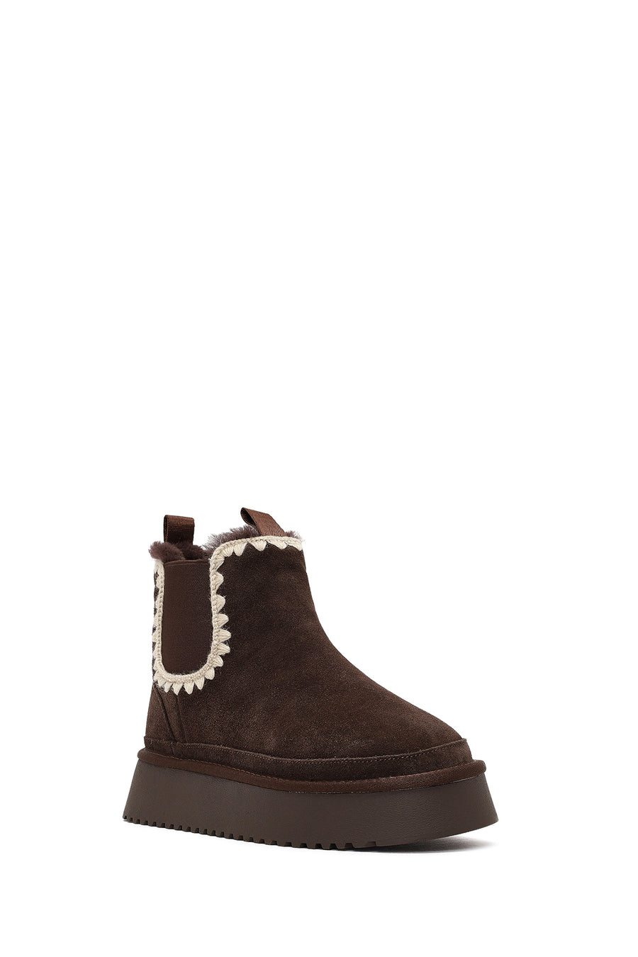 Women's Brown Thick-Soled Patterned Suede Leather Teddy Boot