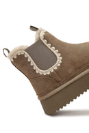 Kadın Vizon Kalın Tabanlı Desenli Süet Deri Teddy Bot | Derimod